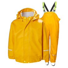 Custom Wholesale Outdoor Waterproof Jacket Bib Overall Yellow PU Raincoat Rain Suit for kids & toddler